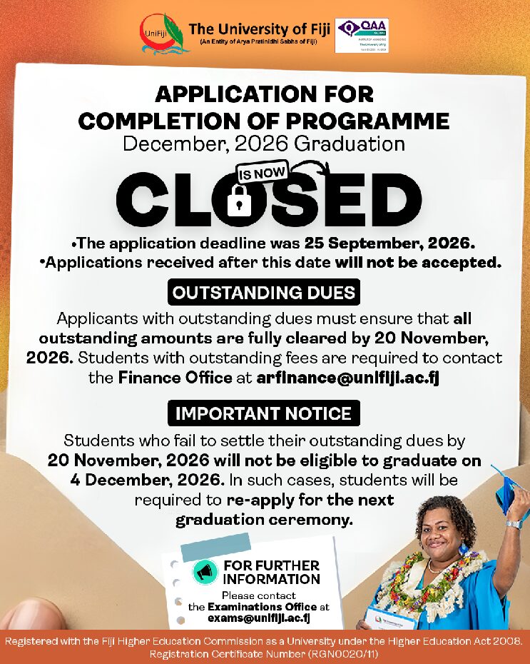 APPLICATION FOR COMPLETION OF PROGRAMME - DECEMBER, 2026 GRADUATION